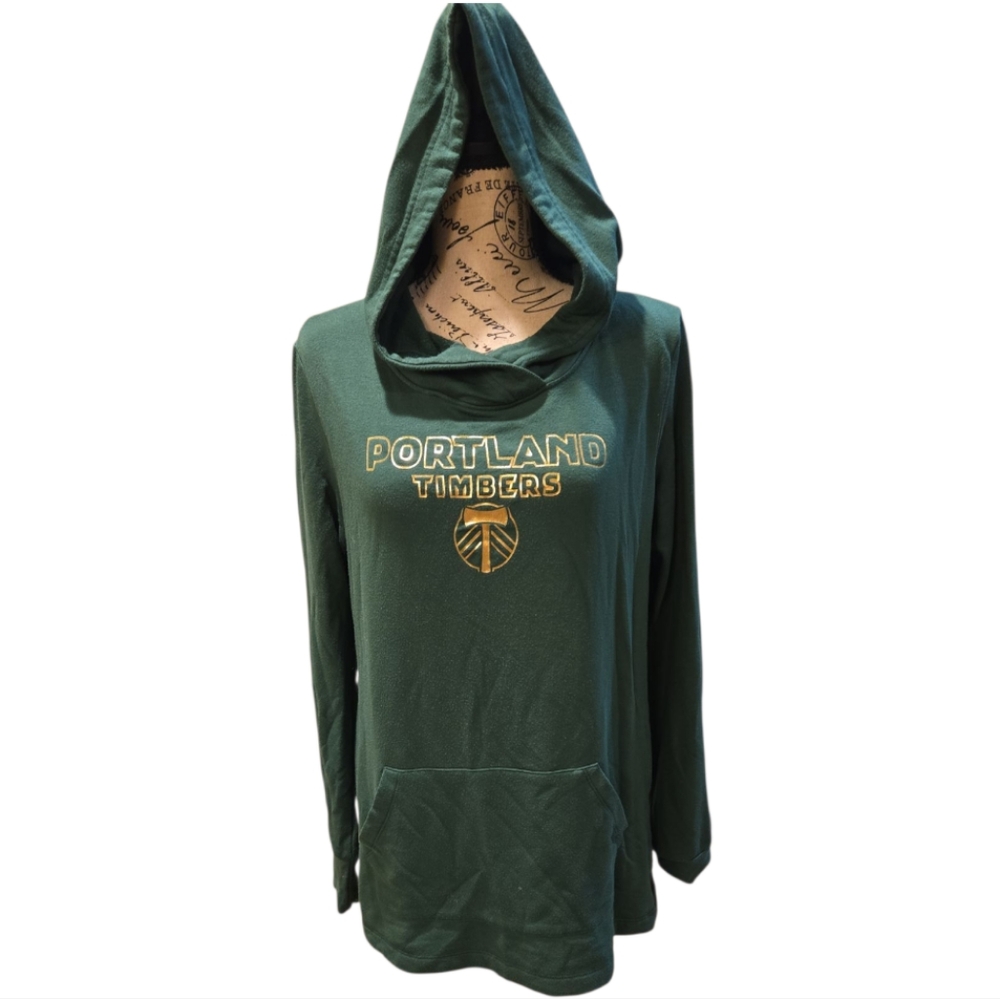 Portland Timbers Green and Gold Hooded Sweatshirt Long Sleeve Relaxed Fit